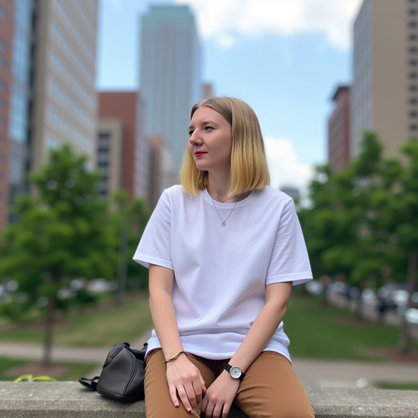 a_young_skinny_woman_wearing_a_white_shirt_and_brown_pants_sat_on_the_side_of_large_buildings_in_ne_4xcms0f5ssfte3cmspom_2